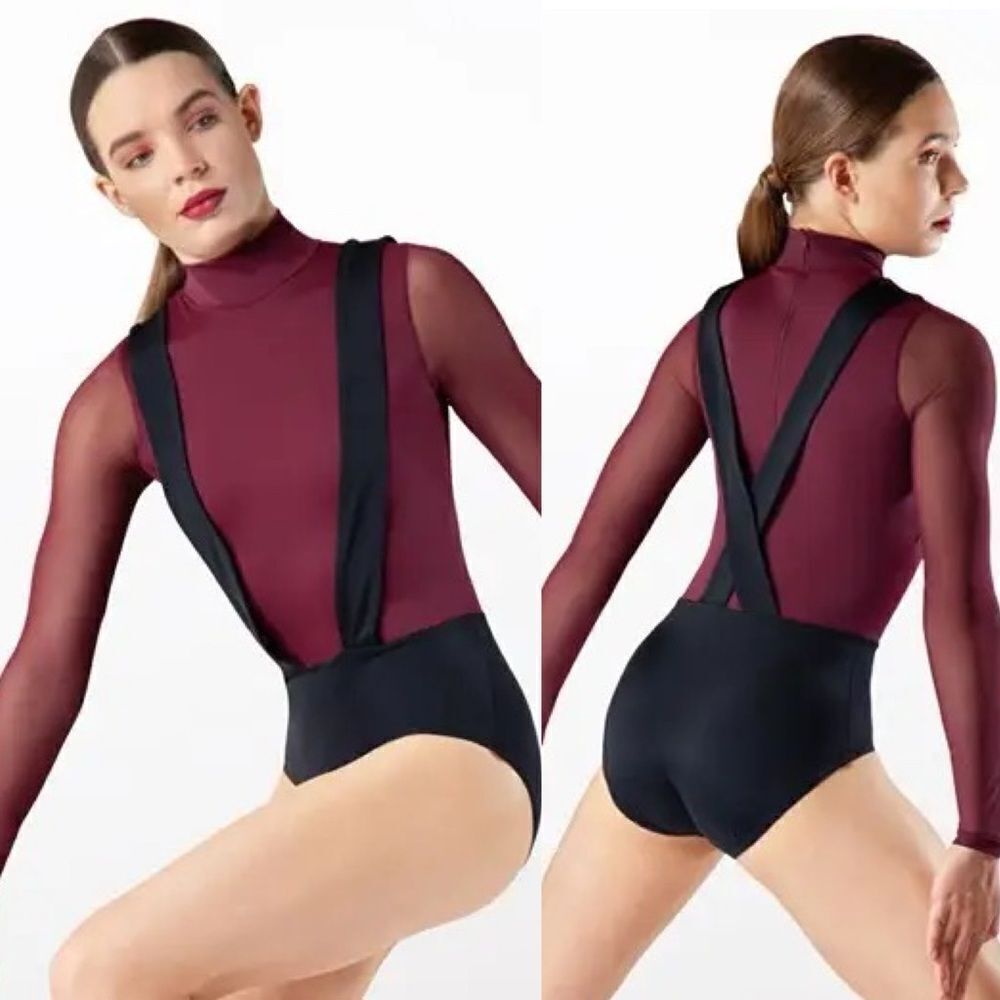 Weissman competition dance costume burgundy Suspender Leotard MT12207 MC